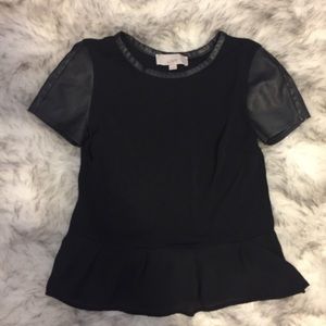 Loft leather sleeve peplum top